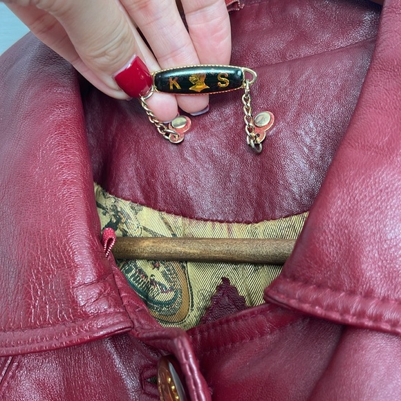 Real leather long jacket red - Picture 2 of 8